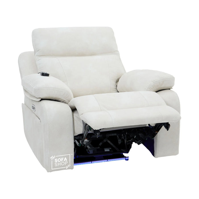 1 Seater Smart Tech Electric Recliner Cinema Chair | Cream Fabric | Vinsonova