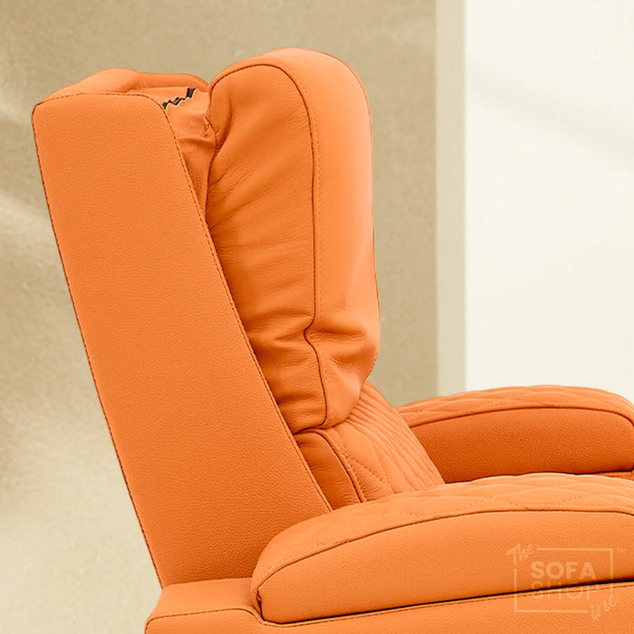 1 Seater Smart Tech Electric Recliner Cinema Chair | Luxury Theatre Seating | Orange Real Leather | Assisi