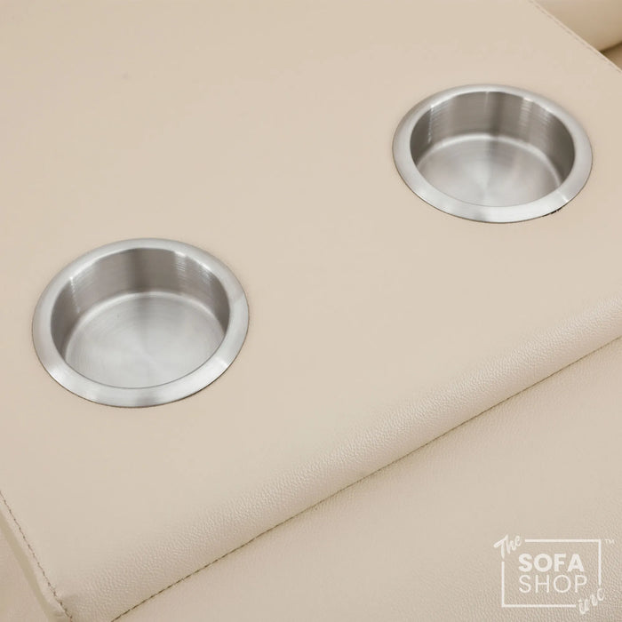 3 Seater Electric Recliner Sofa | Cream Real Leather | Trento