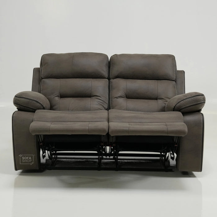 2 Seater Brown Fabric Manual Recliner Sofa with Padded Lumbar & Soft Cosy Fabric | Tuscany | Ex-Display
