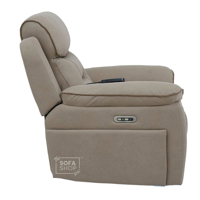 1 Seater Smart Tech Electric Recliner Cinema Chair | Beige Fabric | Florence