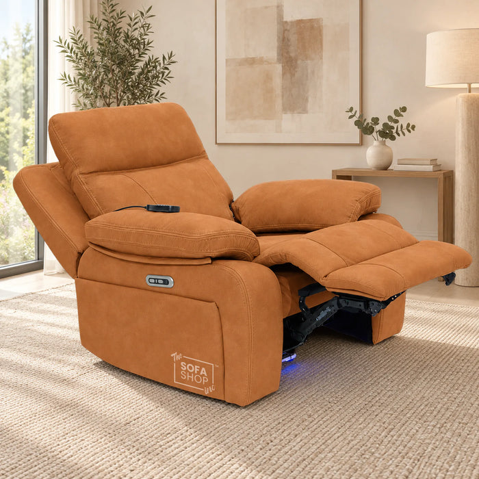 1 Seater Smart Tech Electric Recliner Cinema Chair | Orange Fabric | Vinsonova