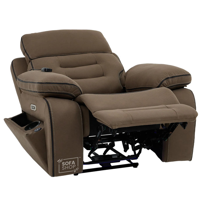 1 Seater Smart Tech Riser Recliner Cinema Chair | Mocha Brown Fabric | Tuscany