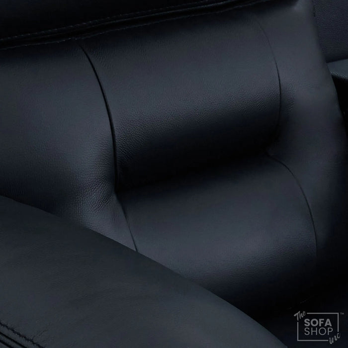 3 Seater Smart Tech Electric Recliner Cinema Sofa | Black Real Leather | Sicily