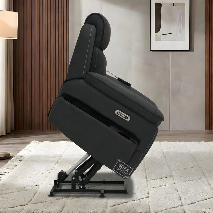 1 Seater Smart Tech Riser Recliner Cinema Chair | Charcoal Grey Fabric | Florence