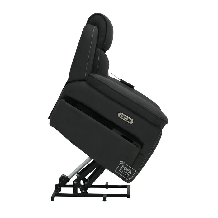 1 Seater Smart Tech Riser Recliner Cinema Chair | Charcoal Grey Fabric | Florence