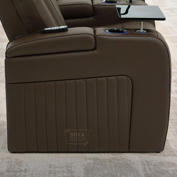 2 Seater Smart Tech Electric Recliner Cinema Sofa | Luxury Theatre Seating | Brown Real Leather | Capri
