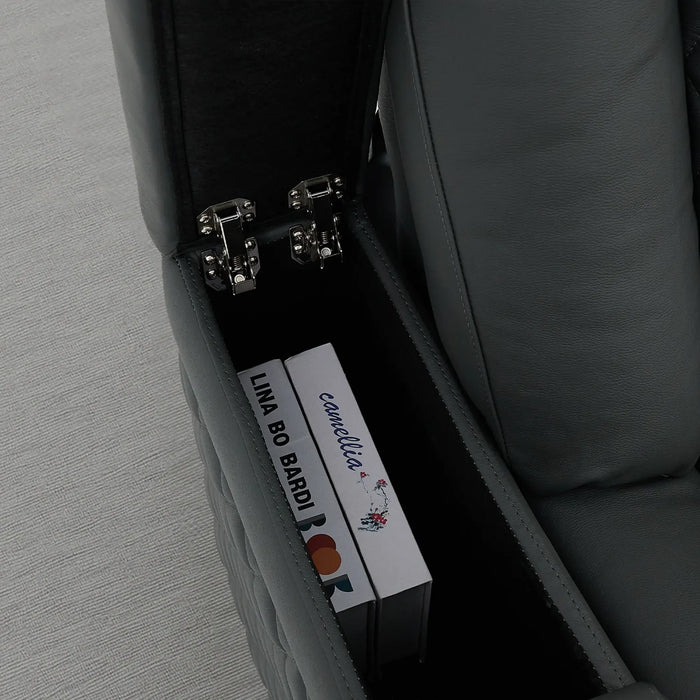 1 Seater Smart Tech Electric Recliner Cinema Chair | Luxury Theatre Seating | Grey Real Leather | Milano