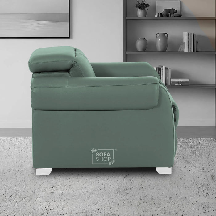 1 Seater Electric Recliner Chair | Green Real Leather | Turin