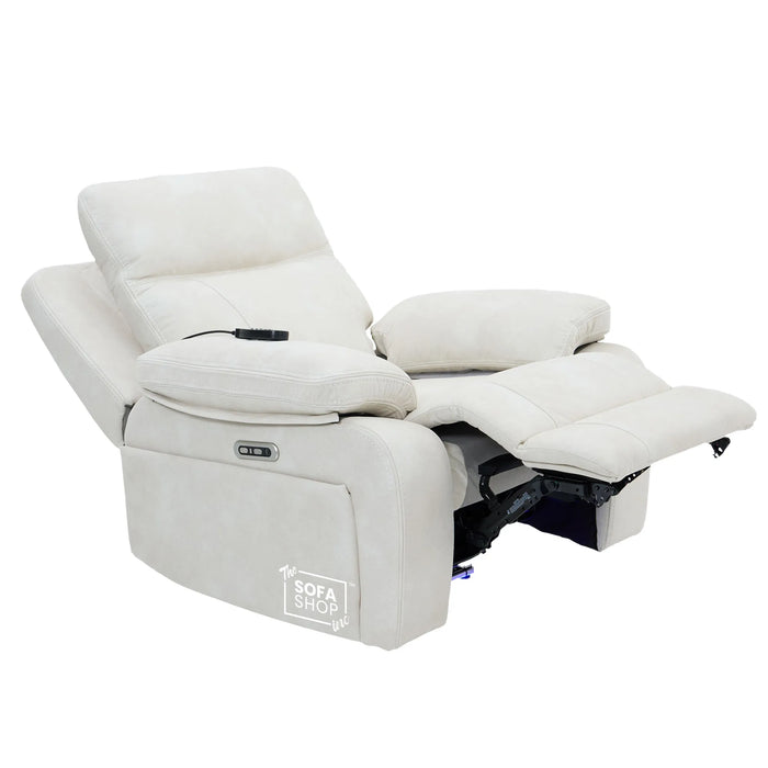 1 Seater Smart Tech Electric Recliner Cinema Chair | Cream Fabric | Vinsonova