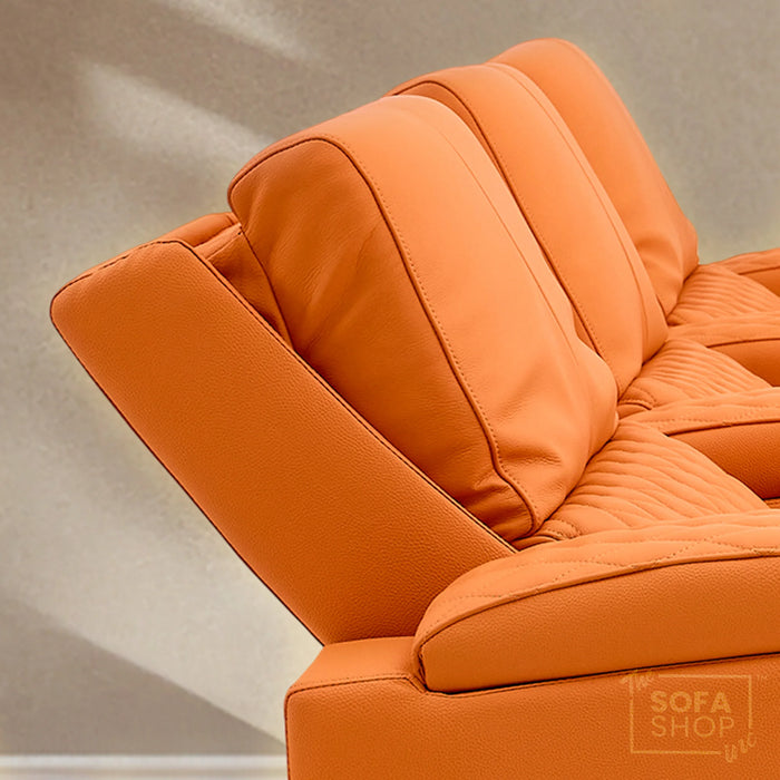 3 Seater Smart Tech Electric Recliner Cinema Sofa | Luxury Theatre Seating | Orange Real Leather | Assisi