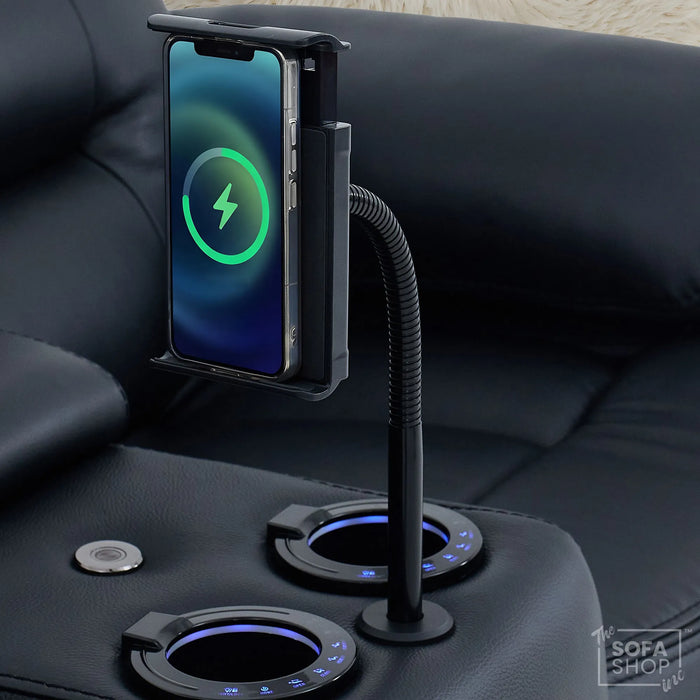 2 Seater Smart Tech Electric Recliner Cinema Sofa | Black Real Leather | Sicily
