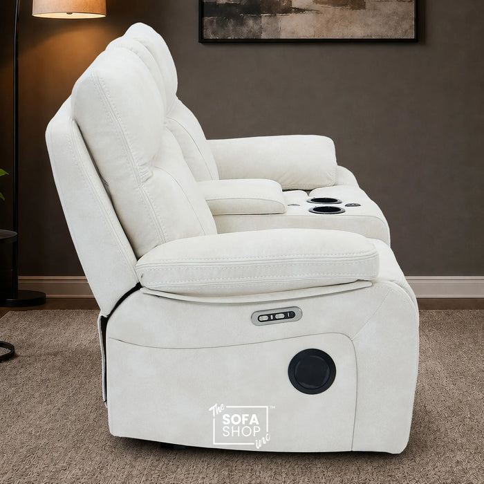 2 Seater Smart Tech Electric Recliner Cinema Sofa | Cream Fabric | Vinsonova