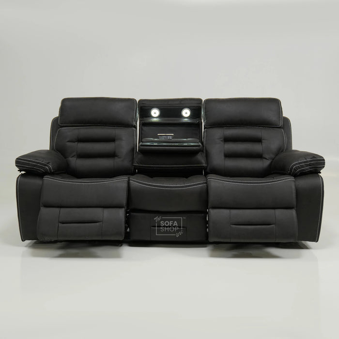 3 Seater Electric Cinema Sofa | Black Velvet Fabric | Sample | Tuscany