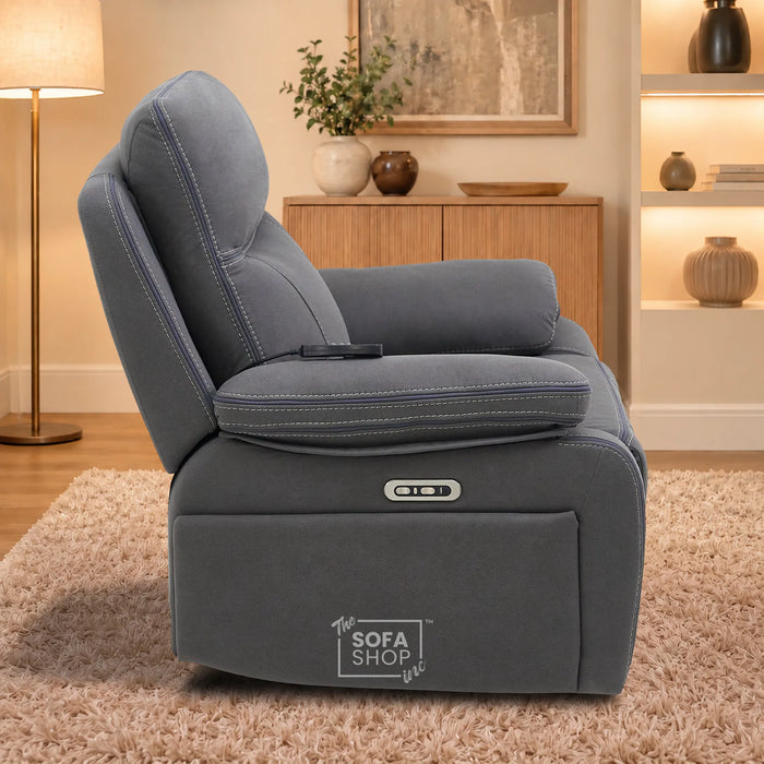 1 Seater Smart Tech Electric Recliner Cinema Chair | Grey Fabric | Vinsonova