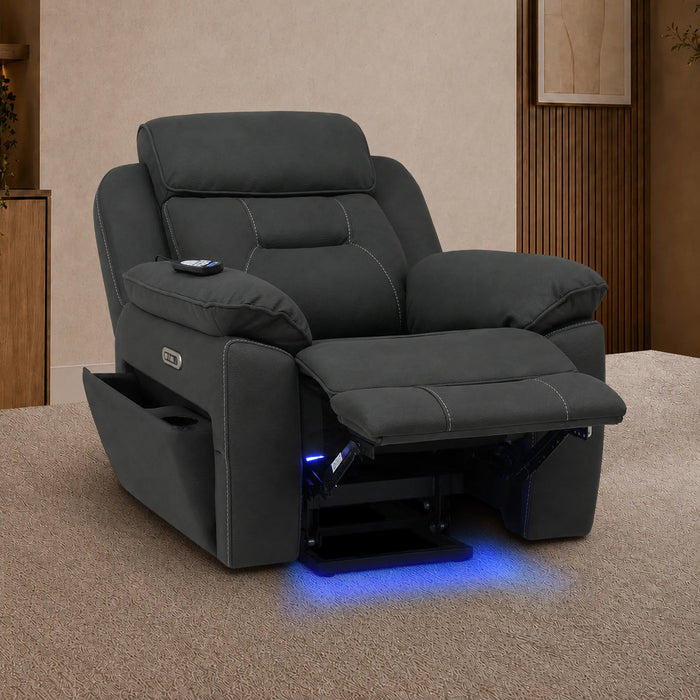 1 Seater Smart Tech Riser Recliner Cinema Chair | Charcoal Grey Fabric | Florence