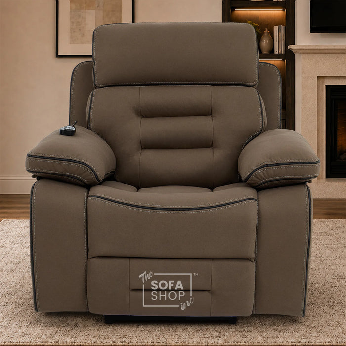1 Seater Smart Tech Riser Recliner Cinema Chair | Mocha Brown Fabric | Tuscany