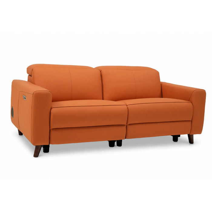 3 Seater Electric Recliner Sofa | Orange Real Leather | Toro