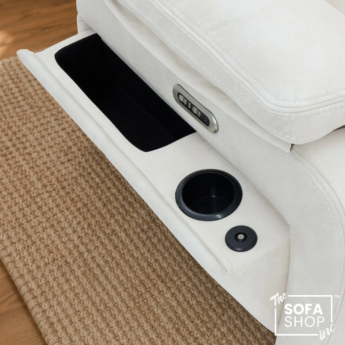 3 Seater Smart Tech Electric Recliner Cinema Sofa | Cream Fabric | Vinsonova