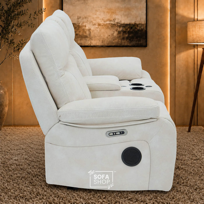 2 Seater Smart Tech Electric Recliner Cinema Sofa | Cream Fabric | Vinsonova