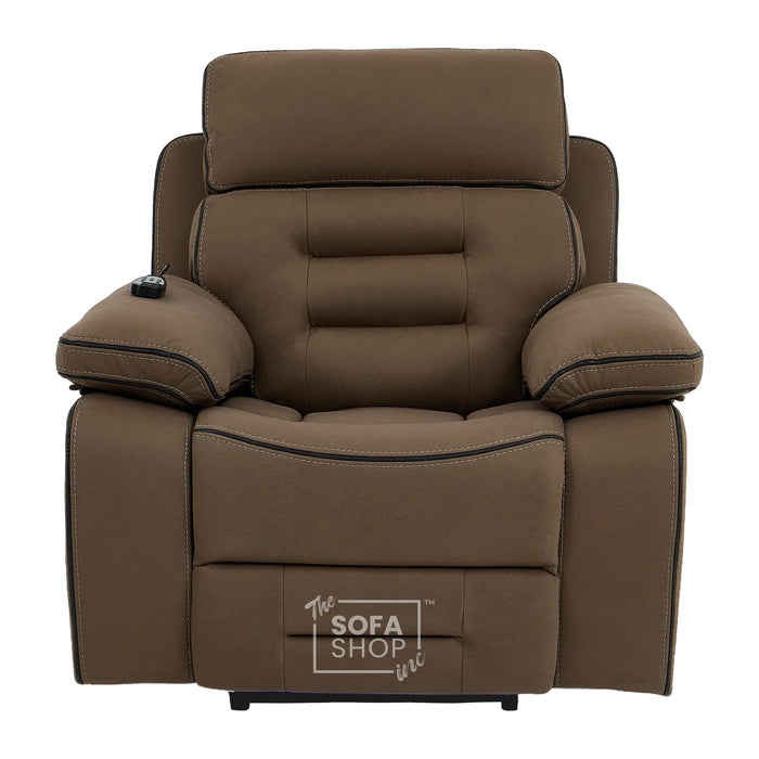1 Seater Smart Tech Riser Recliner Cinema Chair | Mocha Brown Fabric | Tuscany