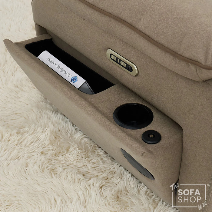 3 Seater Smart Tech Electric Recliner Cinema Sofa | Beige Fabric | Florence