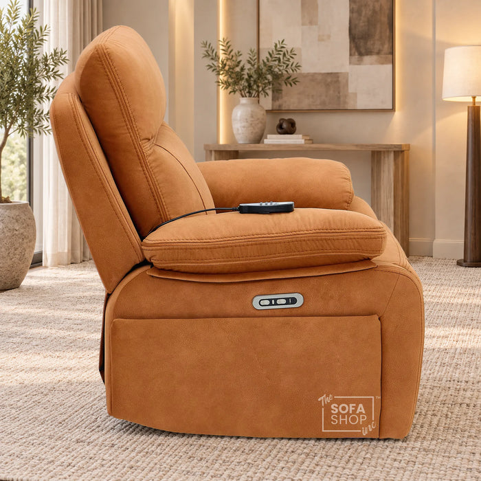 1 Seater Smart Tech Electric Recliner Cinema Chair | Orange Fabric | Vinsonova