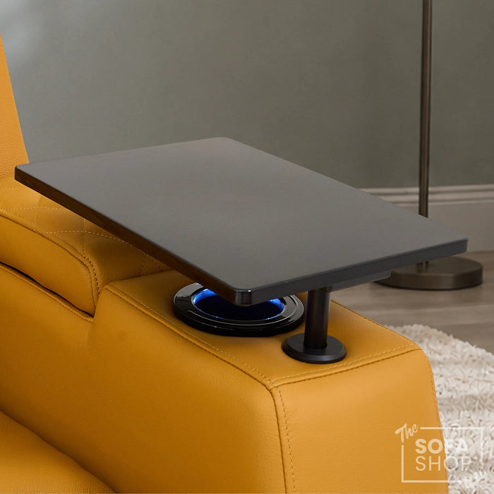 1 Seater Smart Tech Electric Recliner Cinema Chair | Luxury Theatre Seating | Mustard Yellow Real Leather | Vicenza