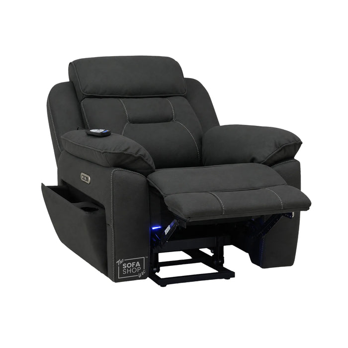 1 Seater Smart Tech Riser Recliner Cinema Chair | Charcoal Grey Fabric | Florence