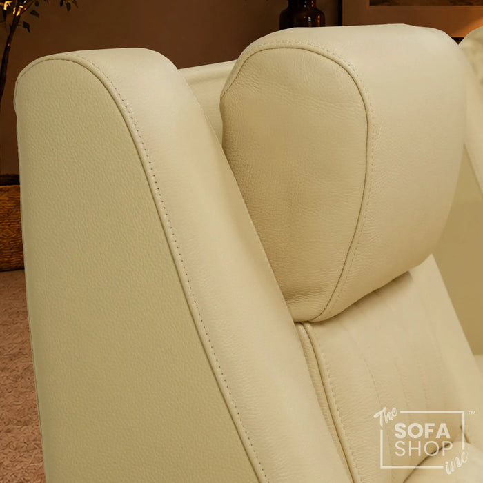 3 Seater Smart Tech Electric Recliner Cinema Sofa | Cream Real Leather | Roma