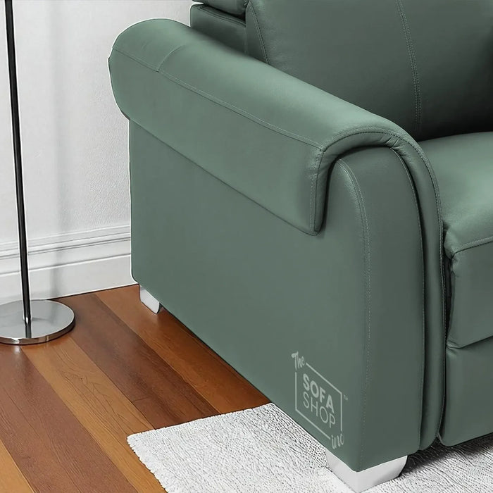 2 Seater Electric Recliner Sofa | Green Real Leather | Turin