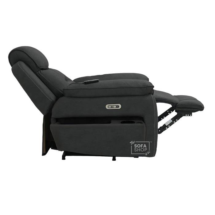 1 Seater Smart Tech Riser Recliner Cinema Chair | Charcoal Grey Fabric | Florence