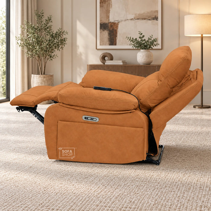 1 Seater Smart Tech Electric Recliner Cinema Chair | Orange Fabric | Vinsonova
