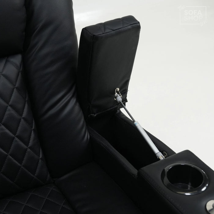 1 Seater Cinema Chair in Black Real Leather | Hi-Tech Cinema Chair with Power Recline + Power Headrest + USB Charging | Ex Display | Milano