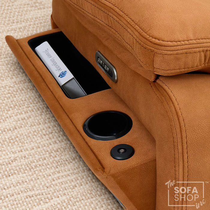 3 Seater Smart Tech Electric Recliner Cinema Sofa | Orange Fabric | Vinsonova