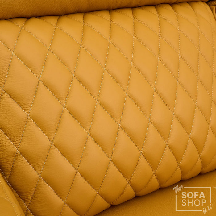 1 Seater Smart Tech Electric Recliner Cinema Chair | Luxury Theatre Seating | Mustard Yellow Real Leather | Vicenza