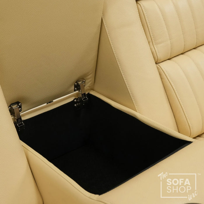 3 Seater Smart Tech Electric Recliner Cinema Sofa | Cream Real Leather | Roma