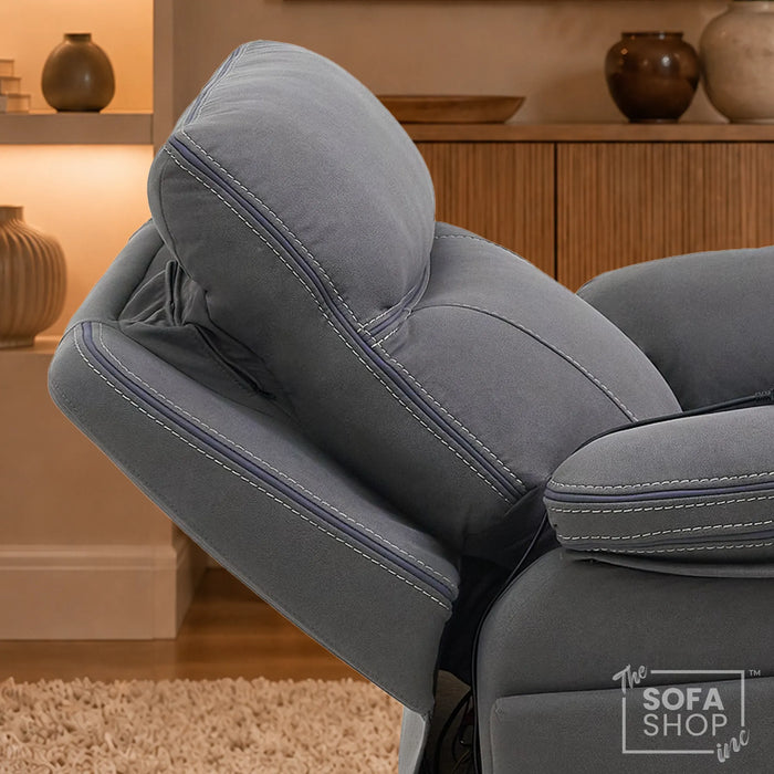 1 Seater Smart Tech Electric Recliner Cinema Chair | Grey Fabric | Vinsonova