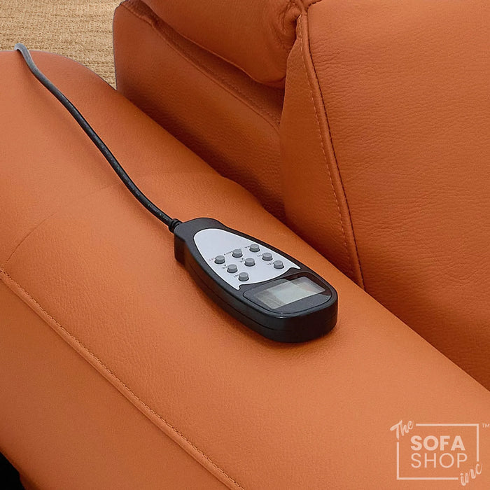 3 Seater Electric Recliner Sofa | Orange Real Leather | Turin