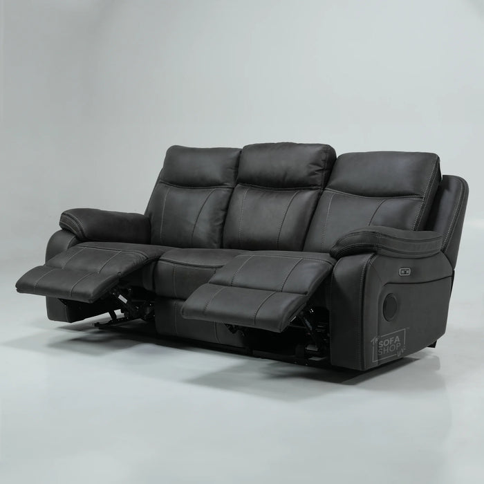 3 Seater Electric Fabric Recliner Sofa with USB, Adjustable Headrest & Storage Box  | Used, No Middle Drop-Down | Vinson | SHS 206 | The Sofa Shop