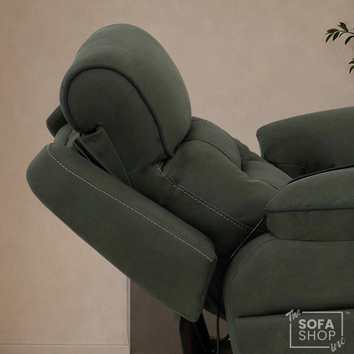 1 Seater Smart Tech Riser Recliner Cinema Chair | Green Fabric | Florence