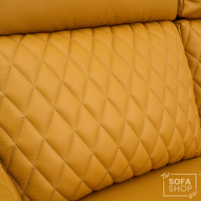 3 Seater Smart Tech Electric Recliner Cinema Sofa | Mustard Yellow Real Leather | Vicenza