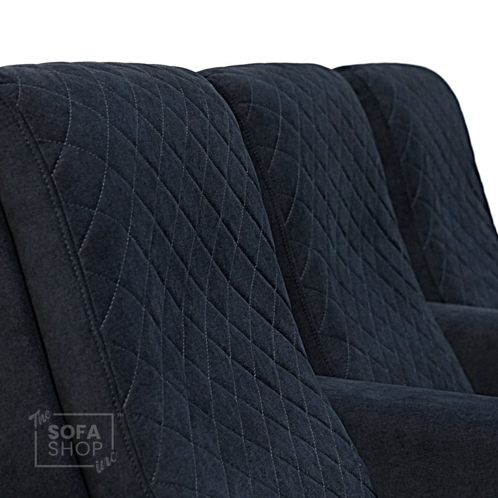 3 Seater Smart Tech Electric Recliner Cinema Sofa | Luxury Theatre Seating | Blue Real Leather | Solero