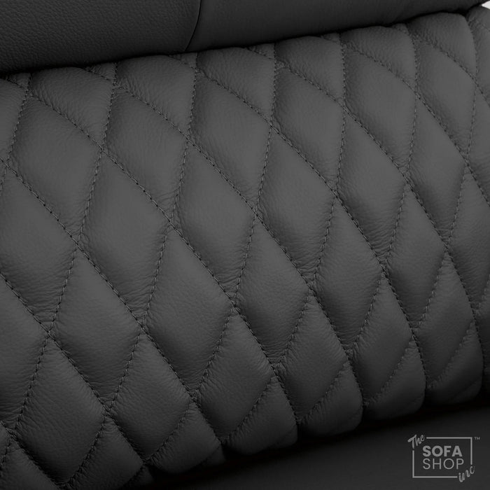 3 Seater Smart Tech Electric Recliner Cinema Sofa | Luxury Theatre Seating | Grey Real Leather | Assisi
