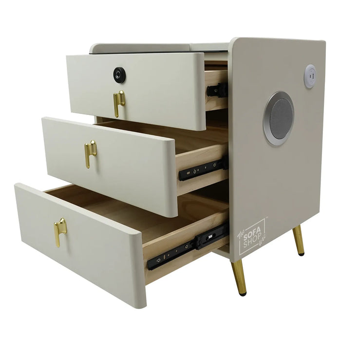 Smart Nightstand | Off-White | Fingerprint Lock + Wireless Charging | 50x40x45cm | California