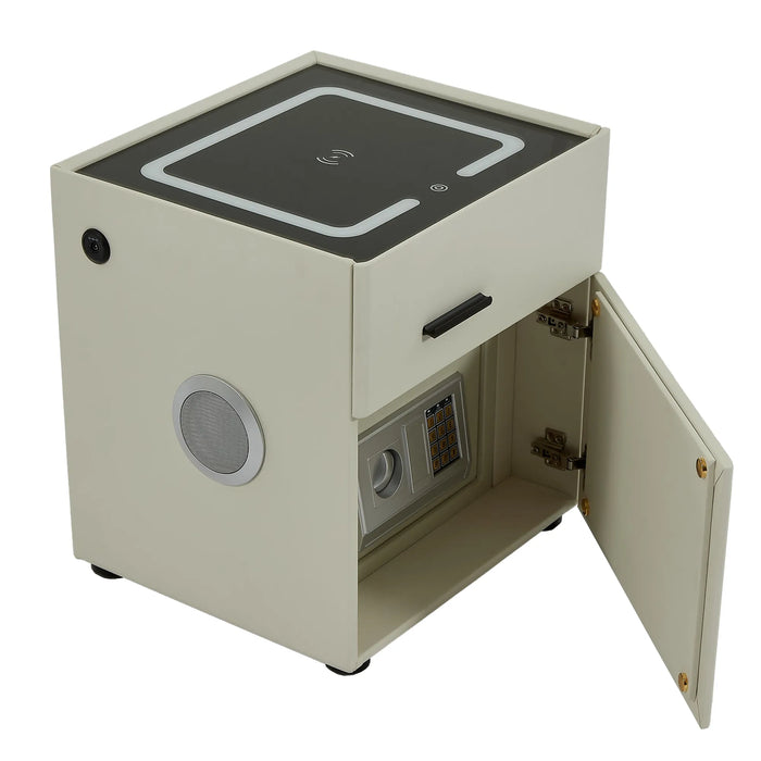 Smart Nightstand | Off-White | Hidden Safe + Wireless Charging | 50x40x45cm | California