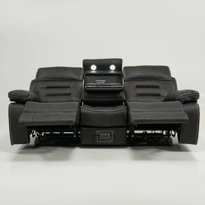 3 Seater Electric Cinema Sofa | Black Velvet Fabric | Sample | Tuscany