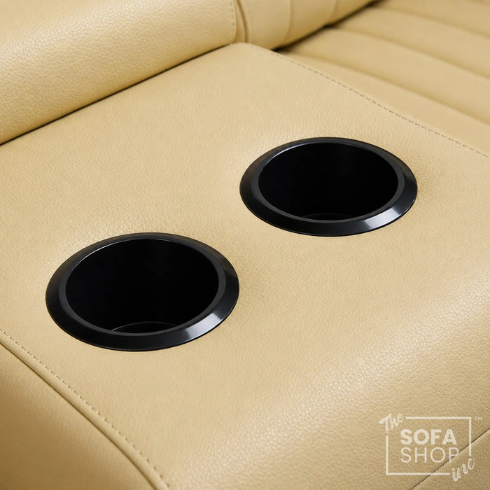 3 Seater Smart Tech Electric Recliner Cinema Sofa | Cream Real Leather | Roma
