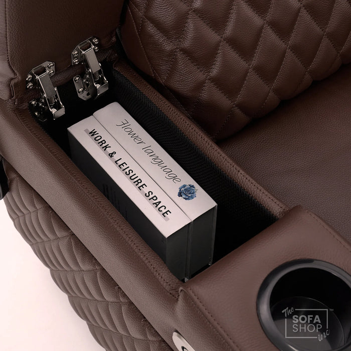 3 Seater Smart Tech Electric Recliner Cinema Sofa | Chestnut Brown Real Leather | Vicenza