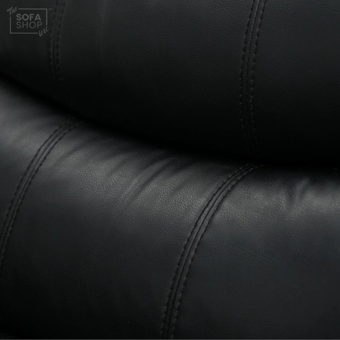 2 Seater Manual Recliner in Black Leather | Manual Reclining Mechanism | With Scratched Armrest & Ripped Side Panel | Trento | Free Assembly | Second Hand Sofa 15